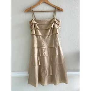 BCBGMAXAZRIA Y2K Tan Sand Tiered Bandages Cocktail Dress Size 2 Party Fairy
